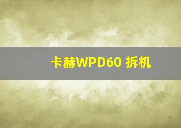 卡赫WPD60 拆机